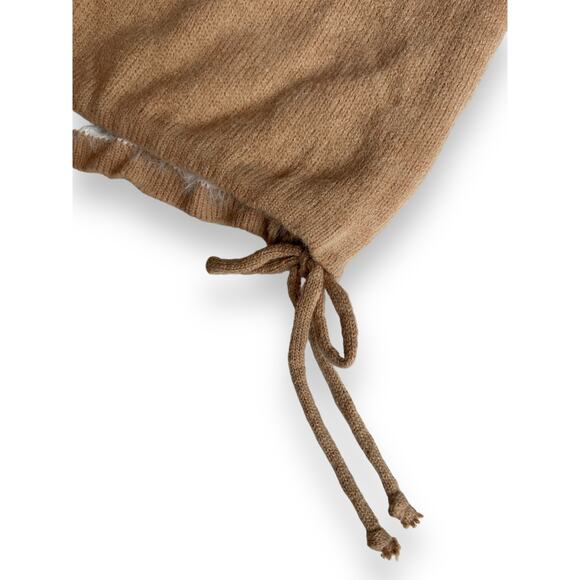 POL Daisy Fuzzy Hooded Oversized Sweater Tan White Floral Unique Pullover Small - Picture 13 of 15